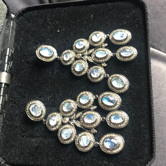 Rarities Moonstone & Diamond Chandelier Earrings - Picture 3 of 5